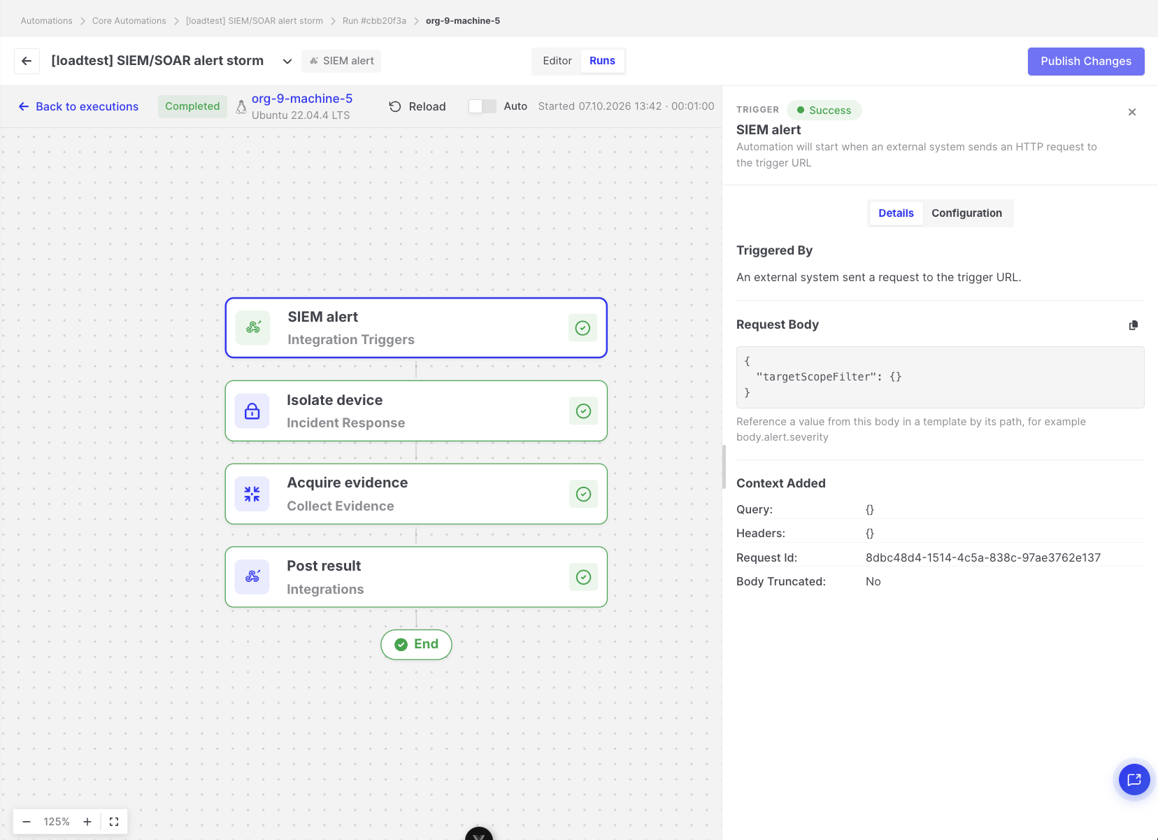 Executions: Step execution context panel